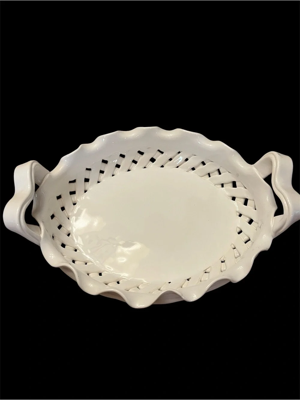 Studio Nova White Ceramic Scalloped Serving Bowl with Handles
